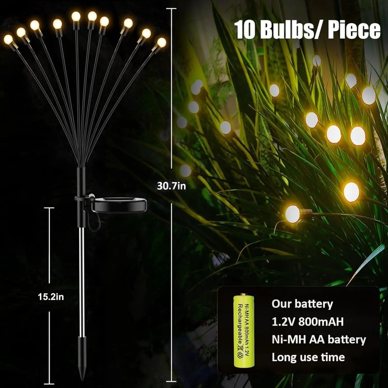 New Upgraded Solar Firefly Lights Waterproof Outdoor Garden Decor 4