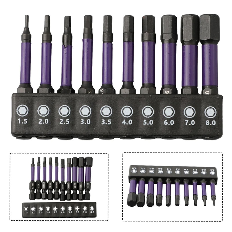10Pcs Hex Head Wrench Drill Bit Set Magnetic QuickRelease Shank Tools 0