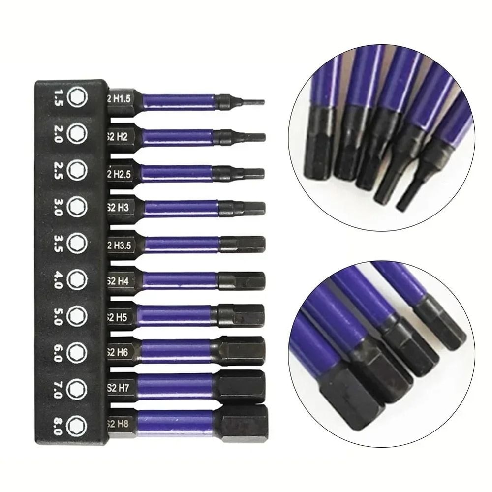 10Pcs Hex Head Wrench Drill Bit Set Magnetic QuickRelease Shank Tools 5