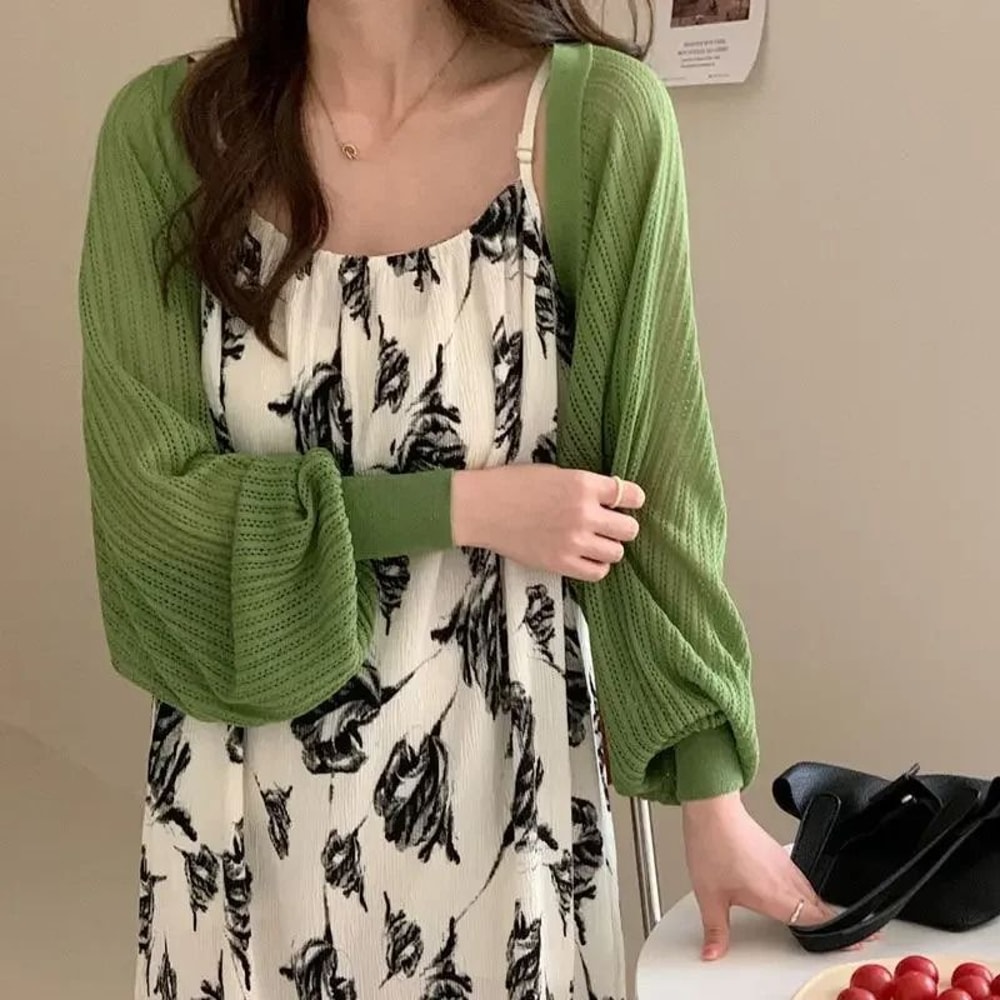 French Ice Silk Knitted SunProof Cardigan Summer Thin Jacket Shawl 2