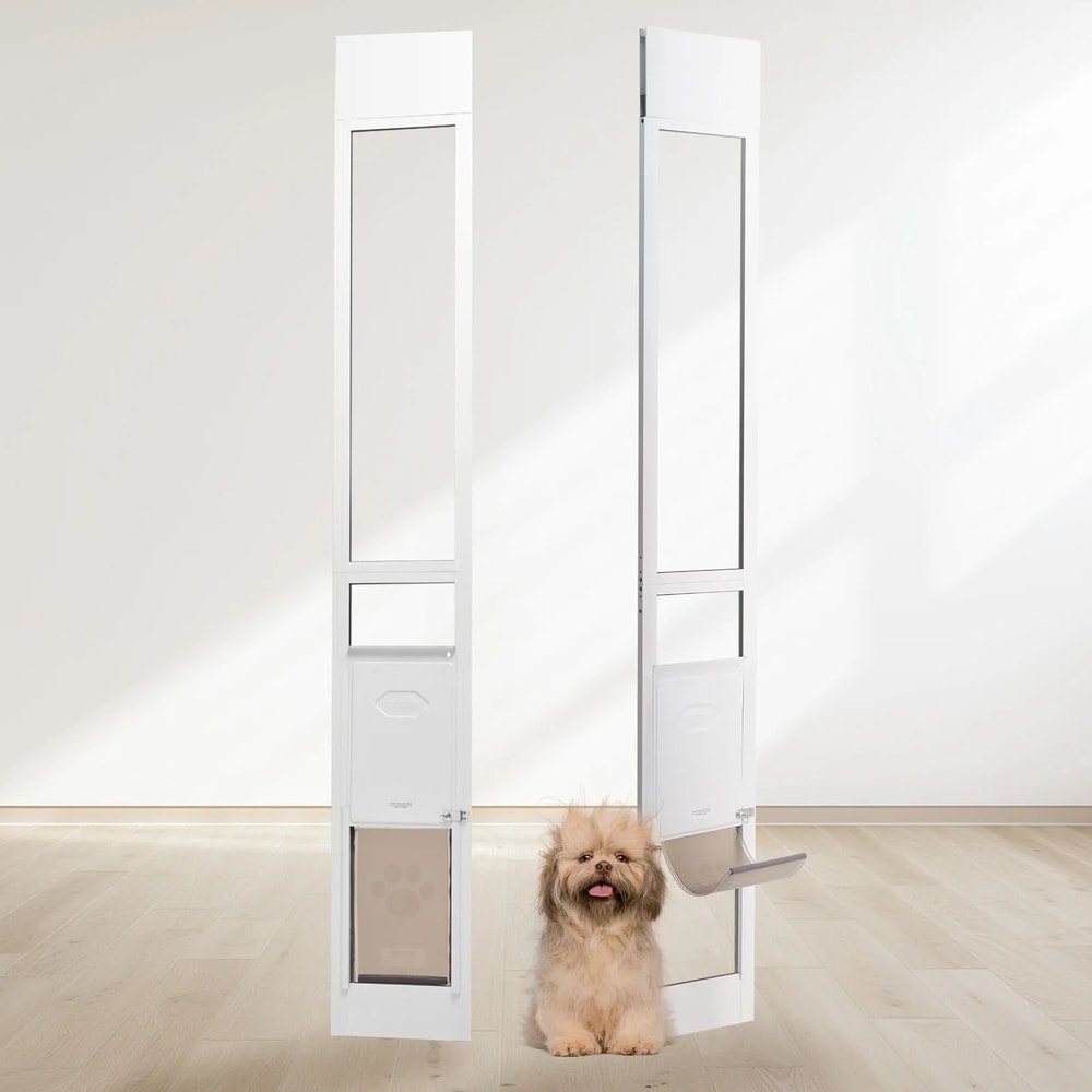 Adjustable Sliding Glass Pet Door Aluminum Frame Tempered Glass 0