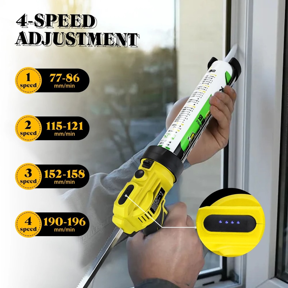 Cordless Electric Caulking Gun 4 Adjustable Speeds LED Light 2