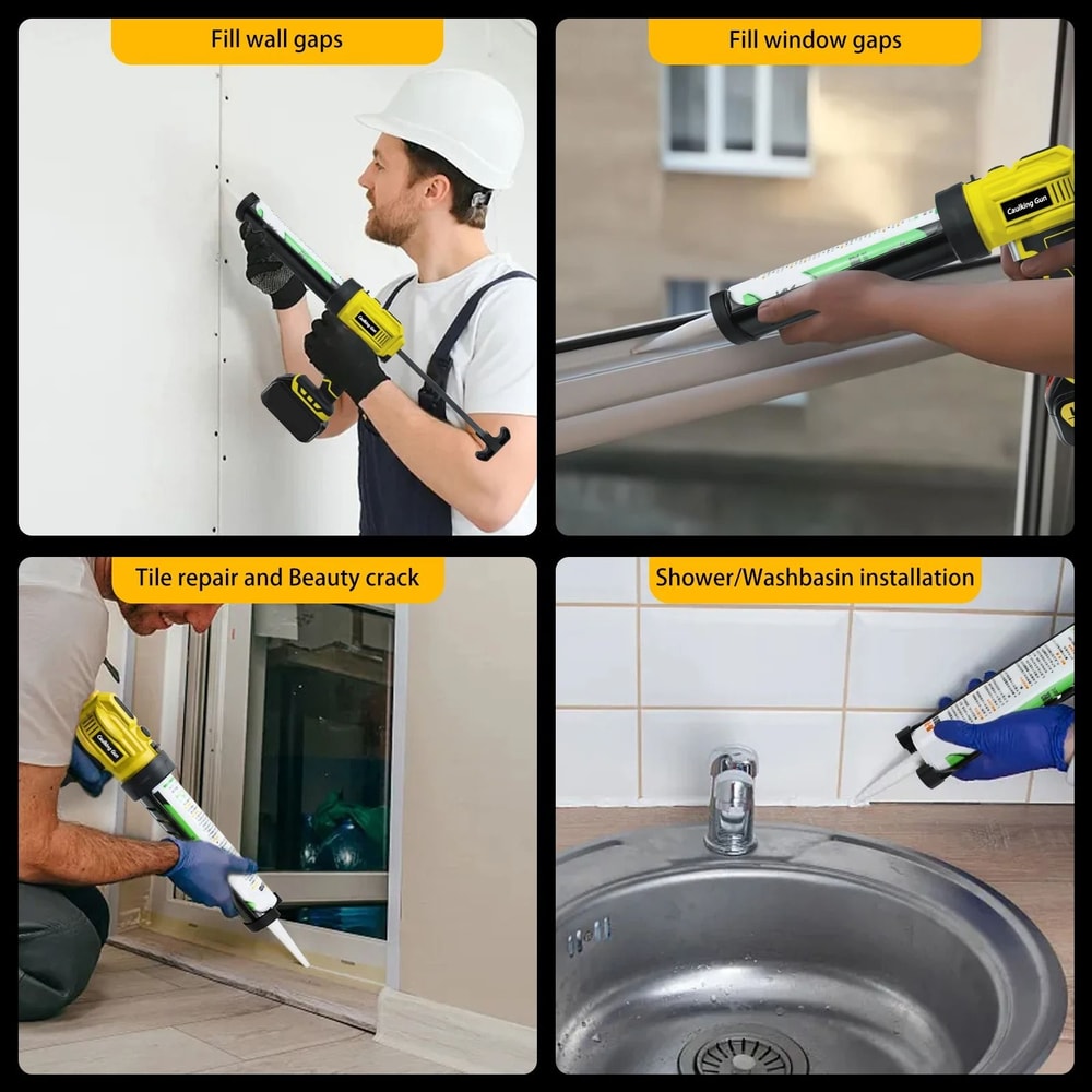 Cordless Electric Caulking Gun 4 Adjustable Speeds LED Light 6