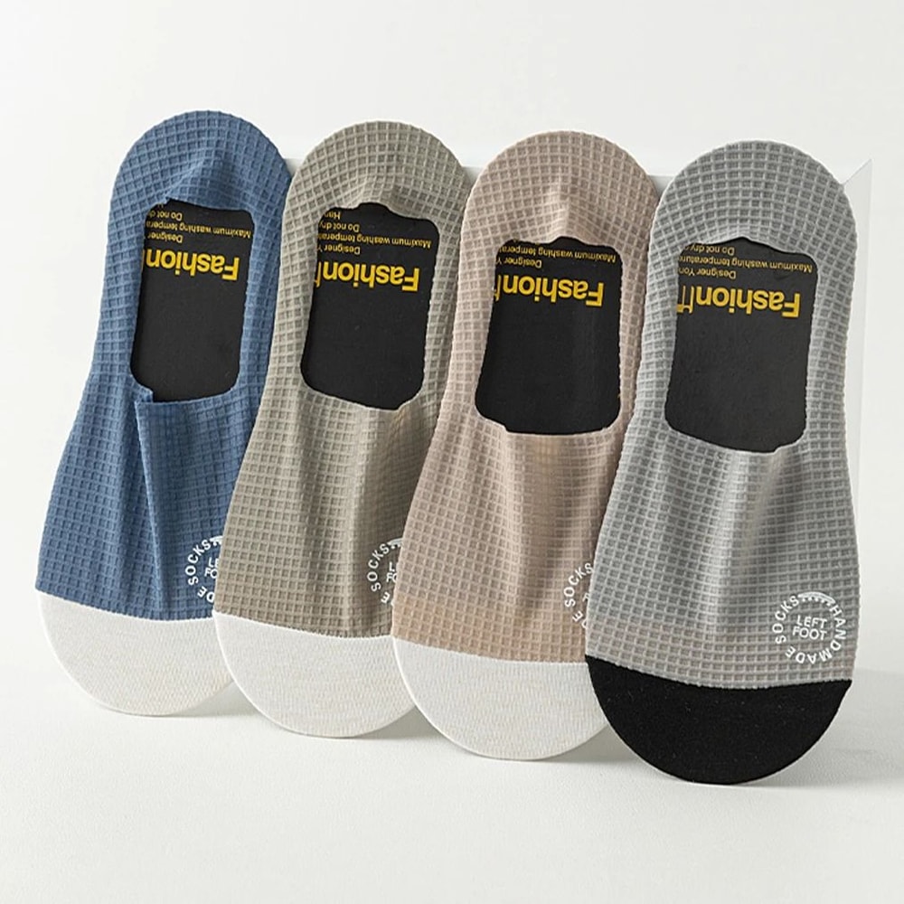 Premium Mens Invisible Boat Socks 3Pair HighQuality Waffle Pattern Set 5