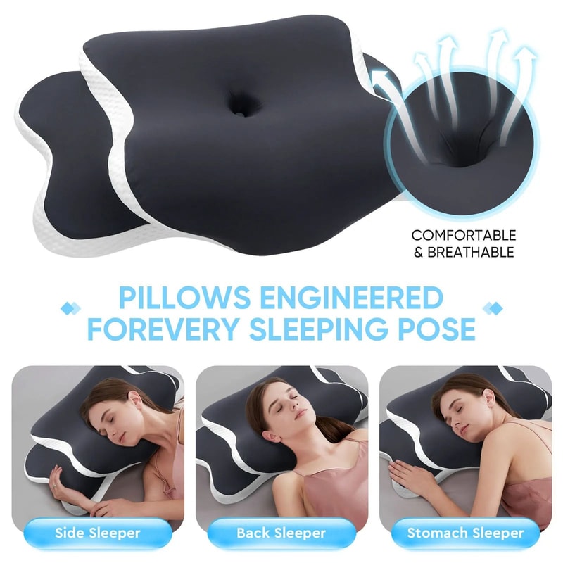 Ergonomic Cervical Memory Foam Pillow Adjustable Neck Pain Relief 2