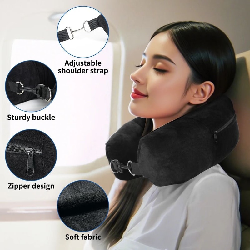 Fillable Travel Neck Pillow UShaped Storage Solution For Airplane Travel 5