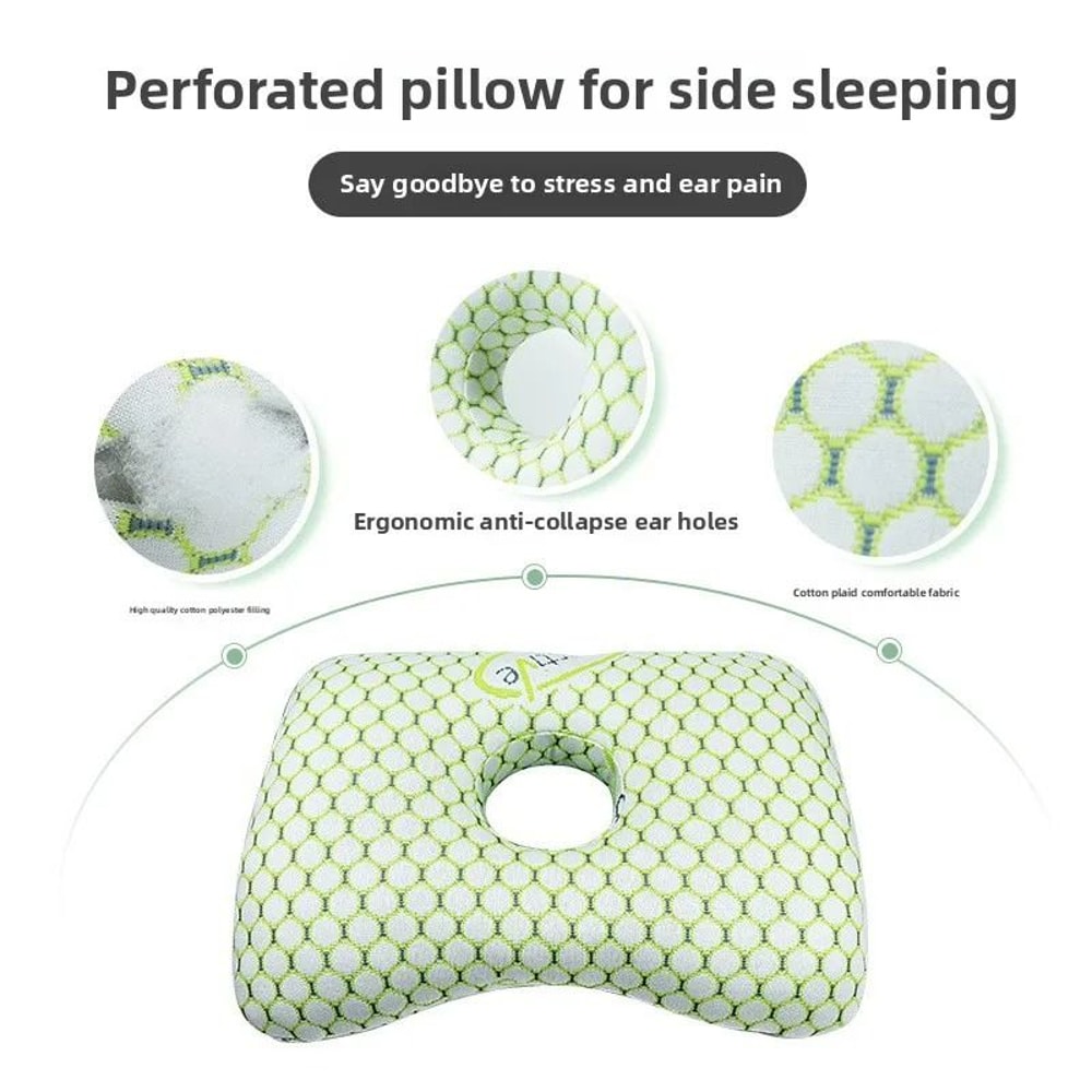 Bamboo Fiber Single Hole Ear Pillow Orthopedic Support For Side Sleeping 2