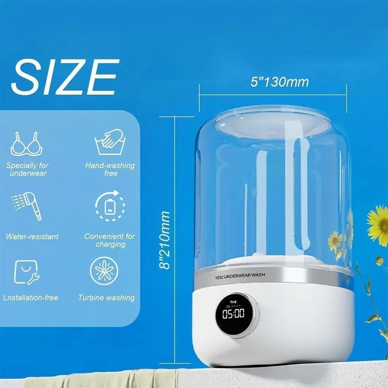 Wireless Mini Portable Washing Machine 1L Underwear Socks Laundry Bucket 5