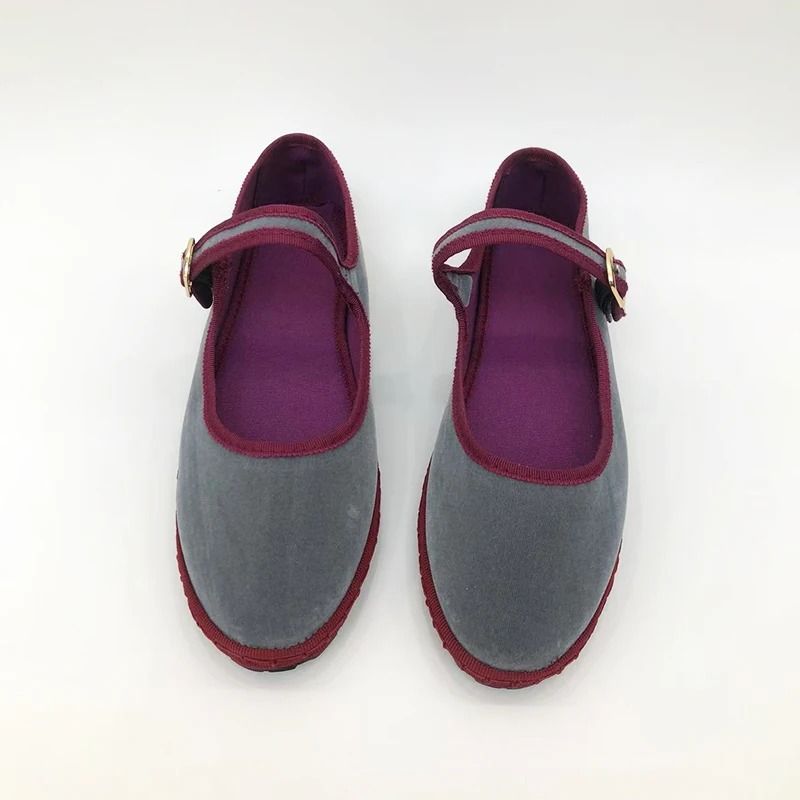 Vintage HandStitched Velvet Mary Jane Flats 3
