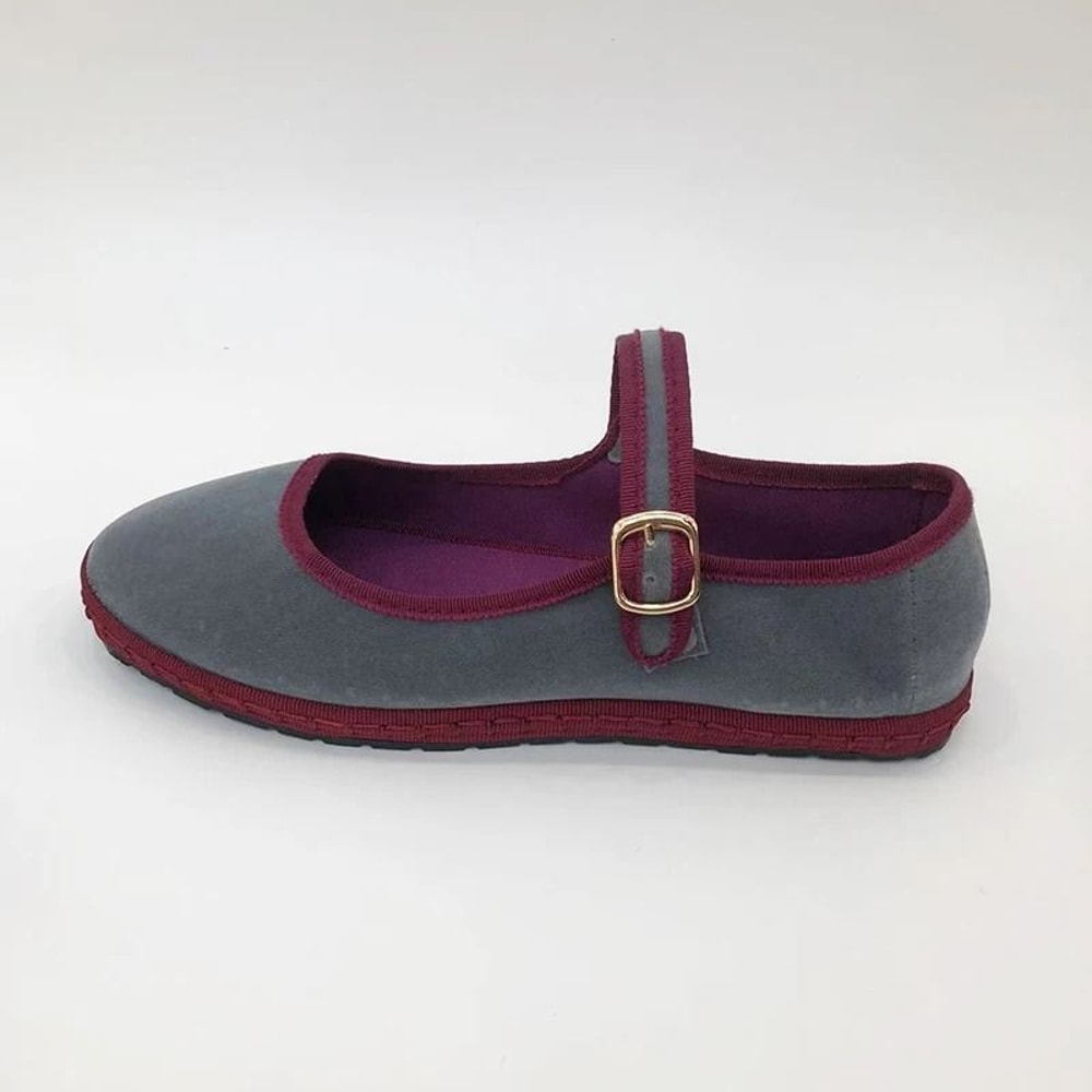 Vintage HandStitched Velvet Mary Jane Flats 6