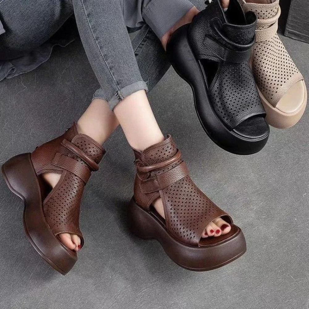 HollowOut Breathable Platform Sandal Boots 0