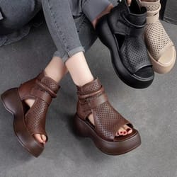 hollow-out breathable platform sandal boots
