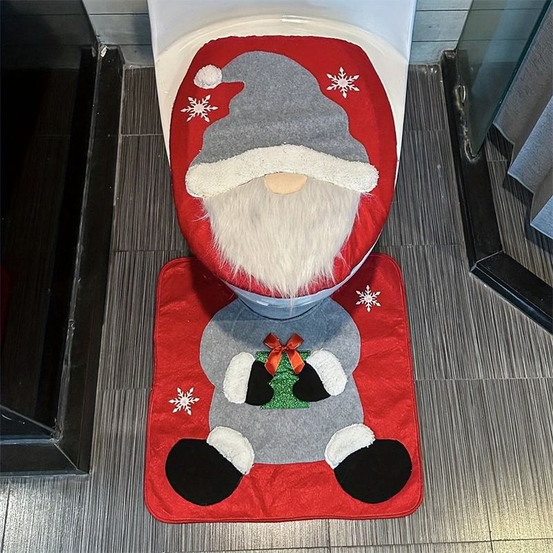Deluxe Santa Toilet Seat Cover Rug Set 7