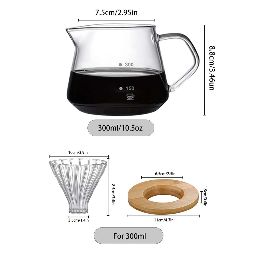 Borosilicate Glass PourOver Coffee Maker Set 3