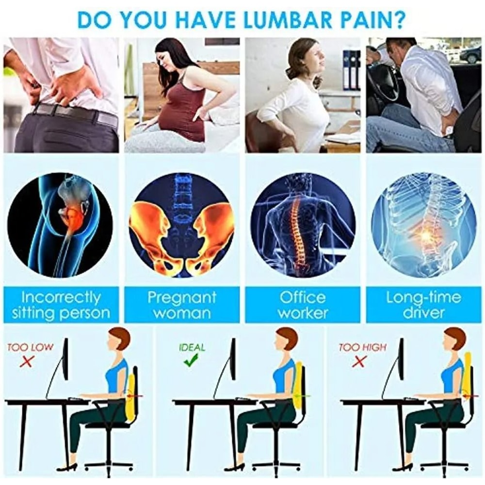 Ergonomic Memory Foam Seat Lumbar Cushion 2