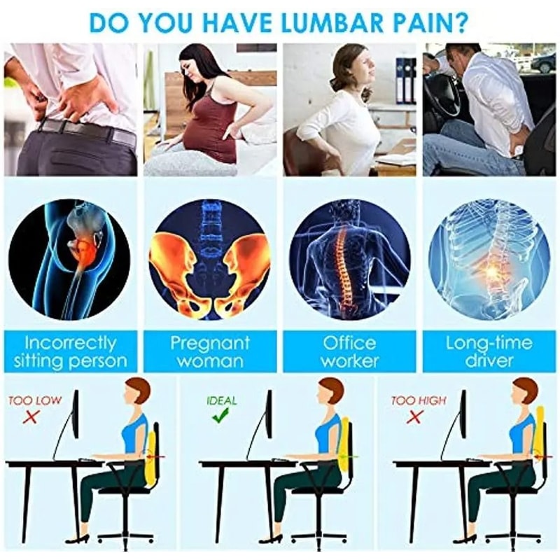 Ergonomic Memory Foam Seat Lumbar Cushion 2