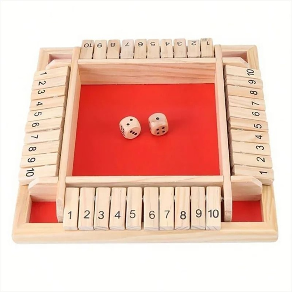 Classic 4Sided Wooden ShuttheBox Board Game 9