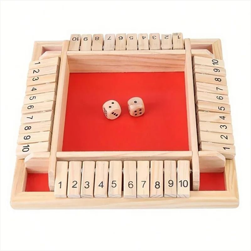 Classic 4Sided Wooden ShuttheBox Board Game 9
