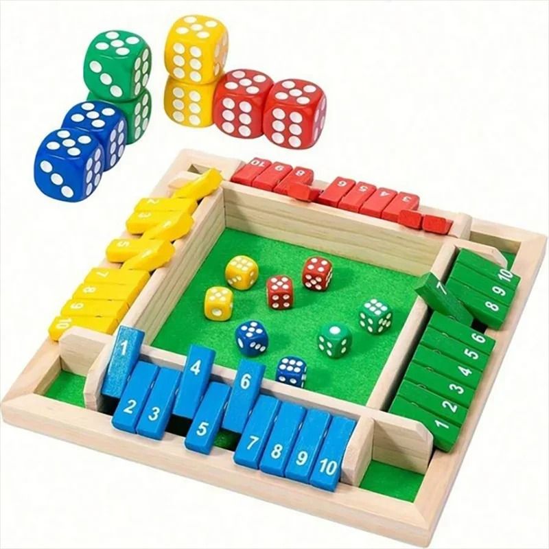 Classic 4Sided Wooden ShuttheBox Board Game 6