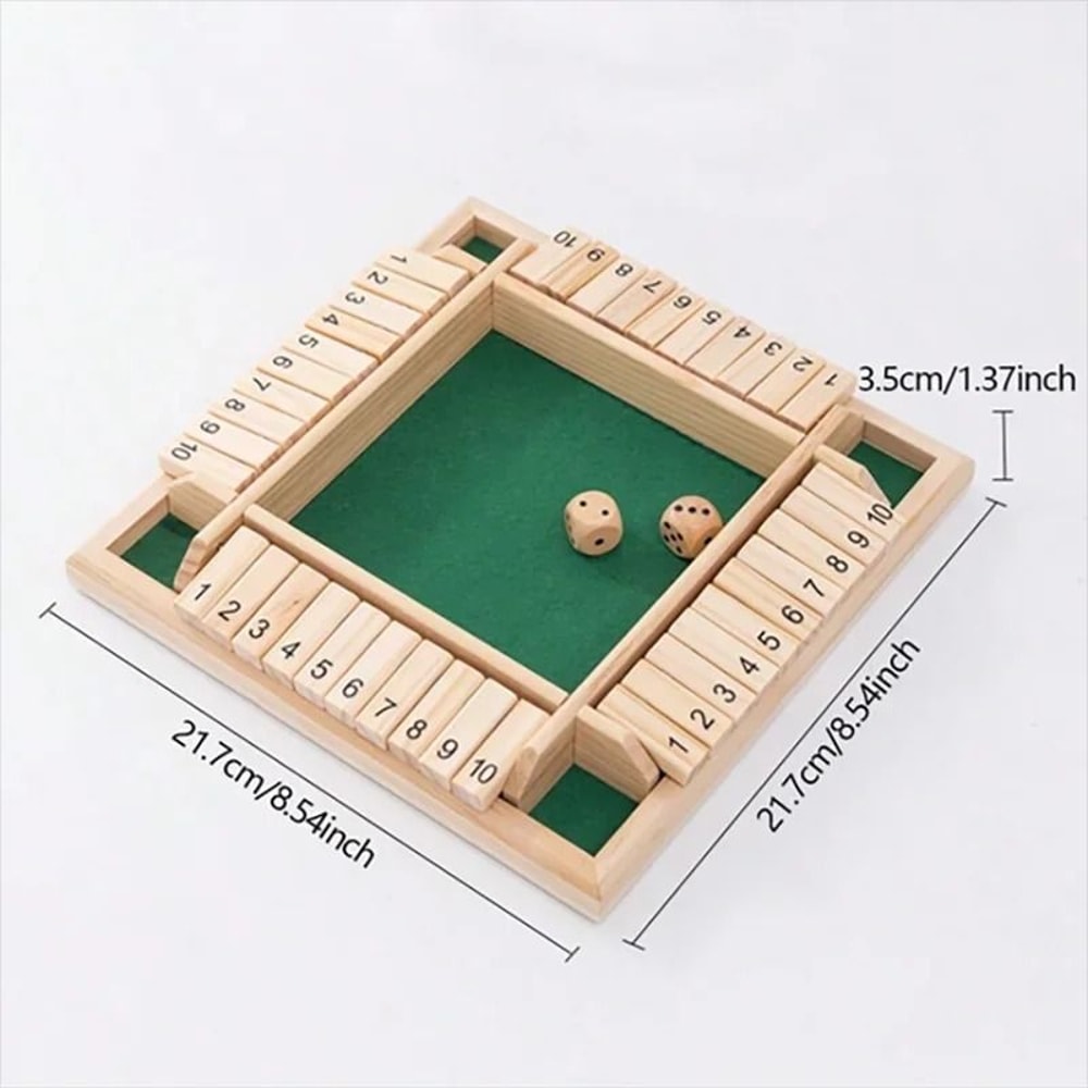Classic 4Sided Wooden ShuttheBox Board Game 7