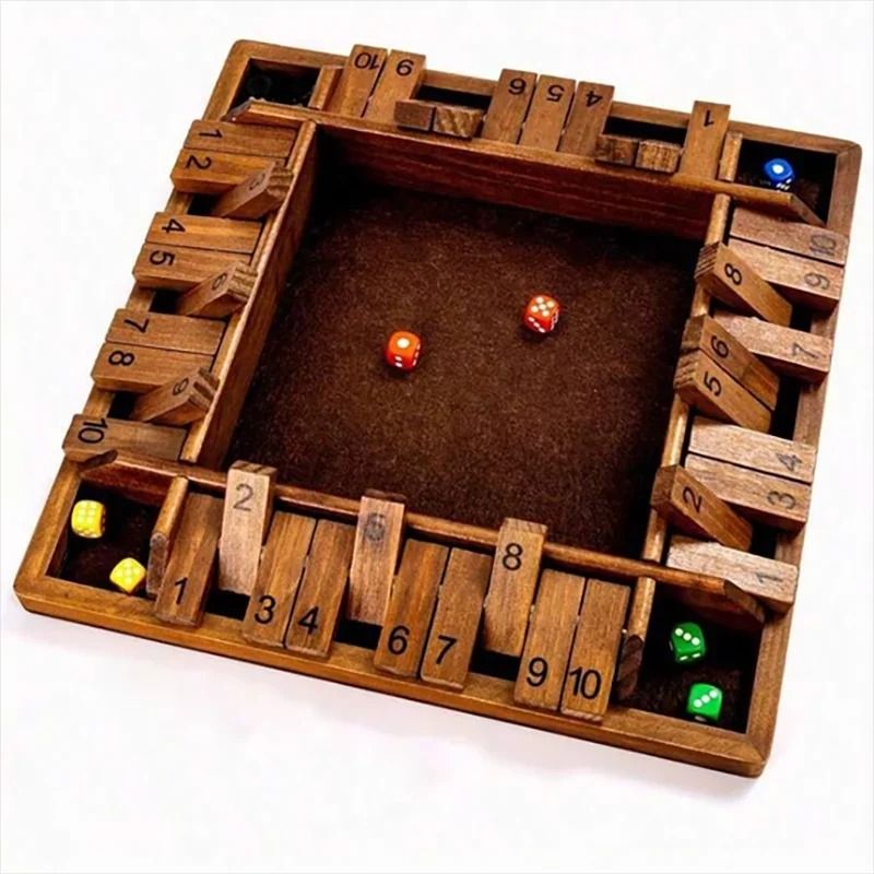 Classic 4Sided Wooden ShuttheBox Board Game 8