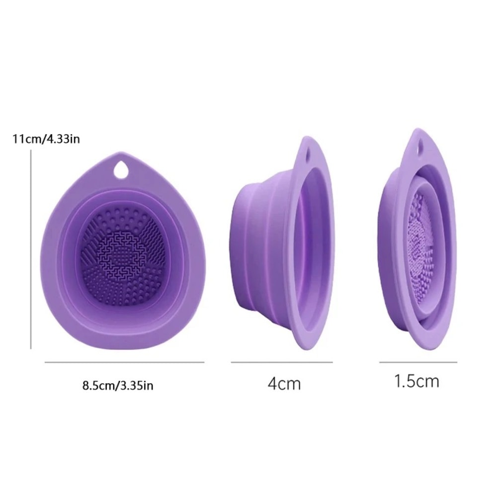 Folding Silicone Makeup Brush Puff Cleaning Bowl 5