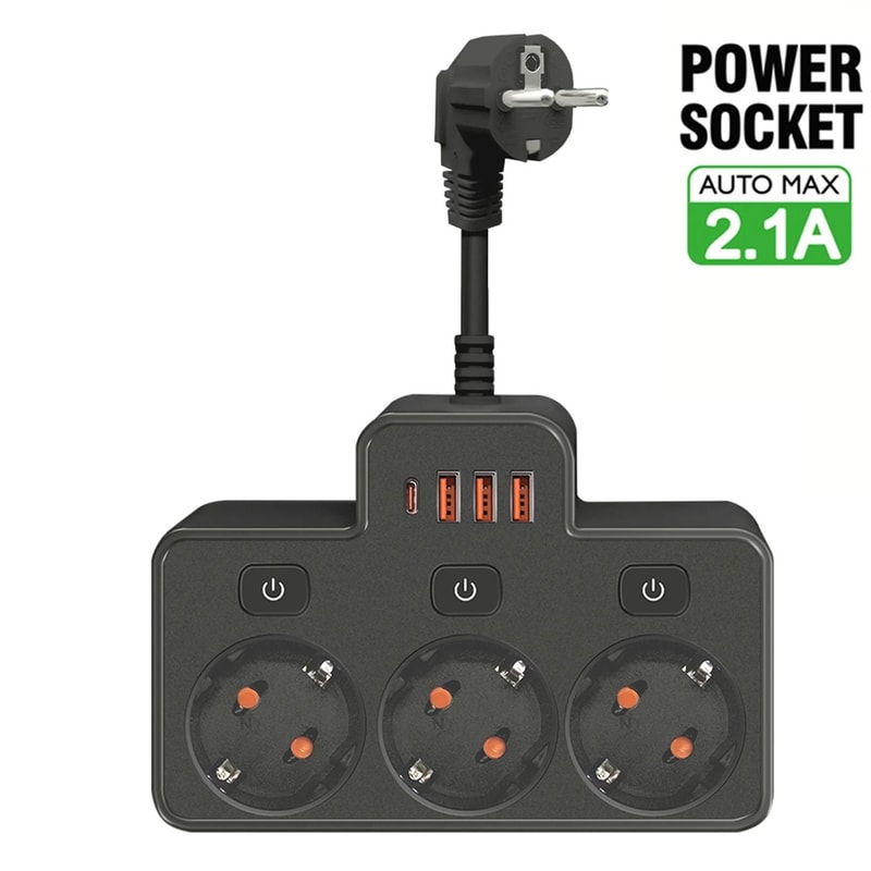 WallMounted Independent Switch Power Strip 5