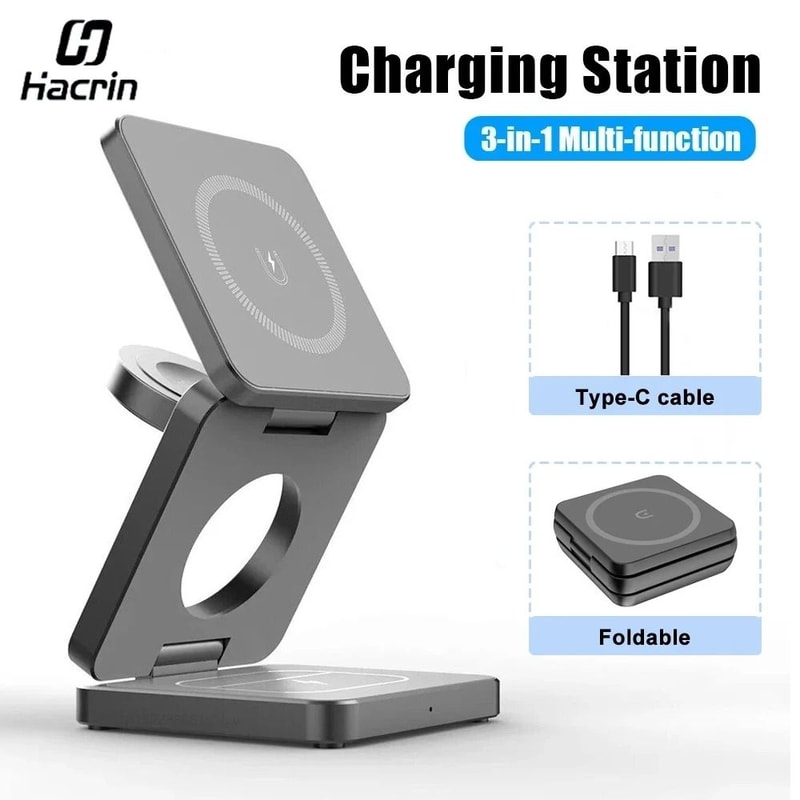 3in1 Foldable Magnetic Wireless Charging Station 1