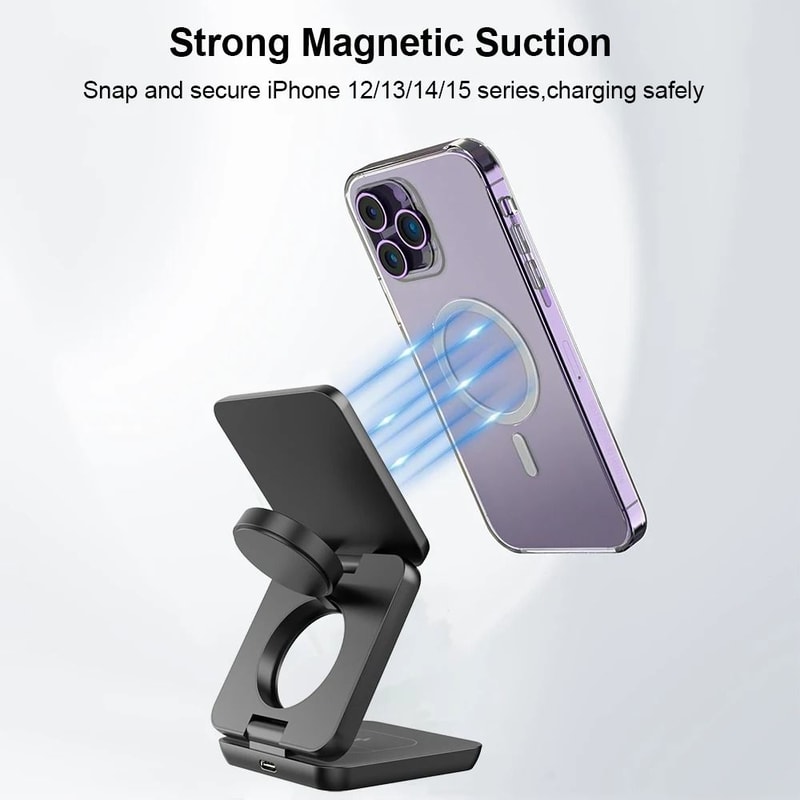 3in1 Foldable Magnetic Wireless Charging Station 3