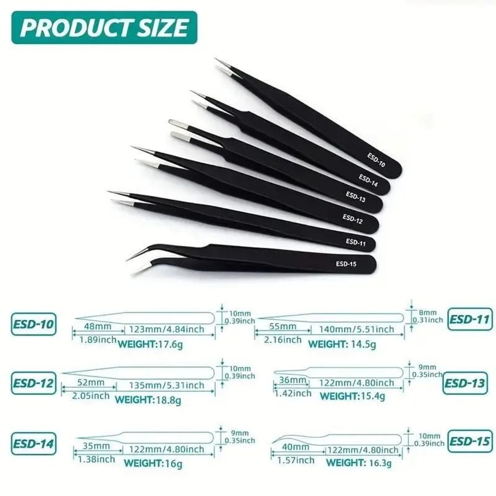 6Piece Precision AntiStatic Tweezers Set 4