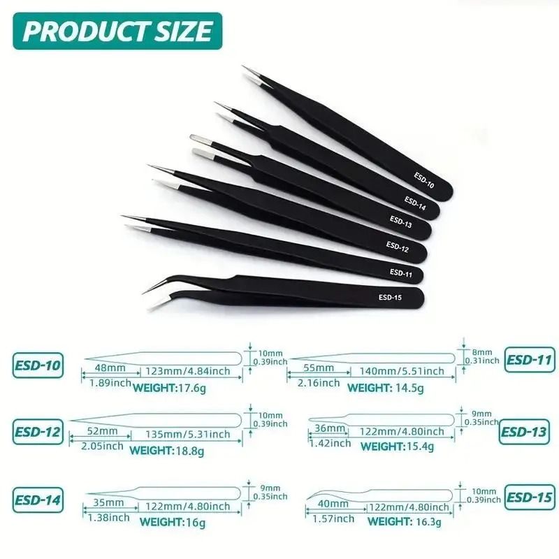 6Piece Precision AntiStatic Tweezers Set 4