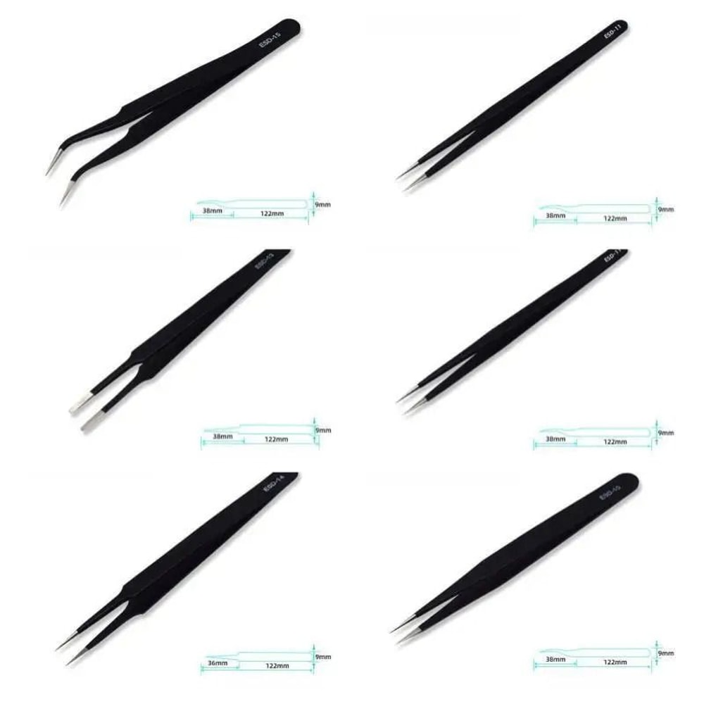 6Piece Precision AntiStatic Tweezers Set 6