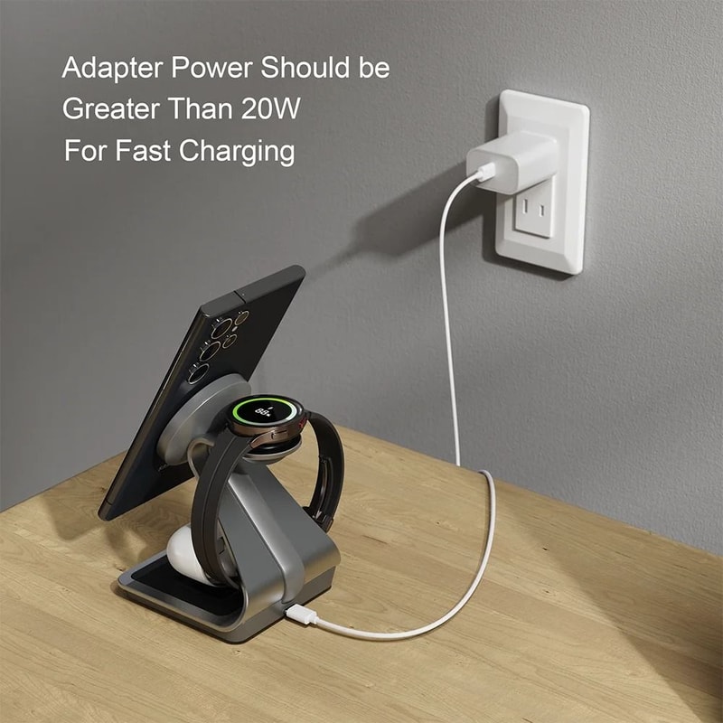 3in1 Metal Fast Wireless Charging Stand 1
