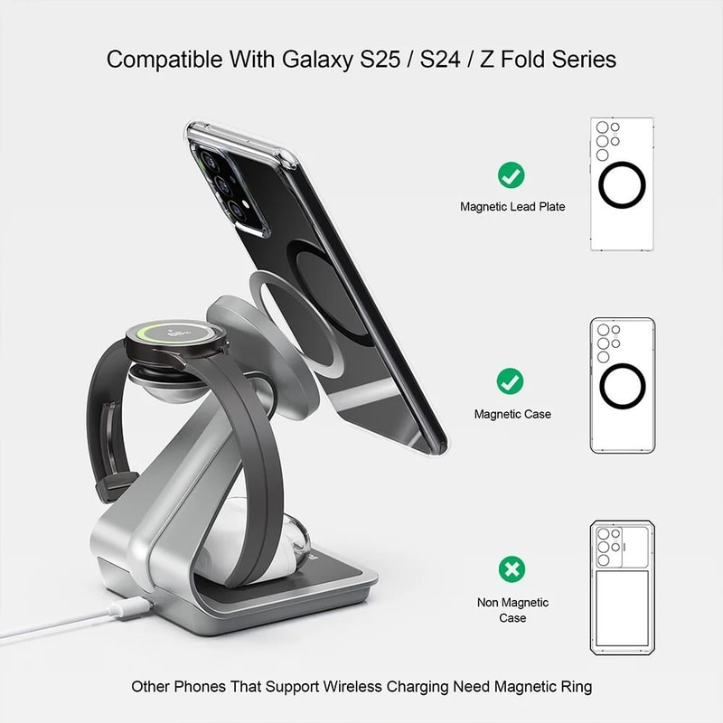 3in1 Metal Fast Wireless Charging Stand 0