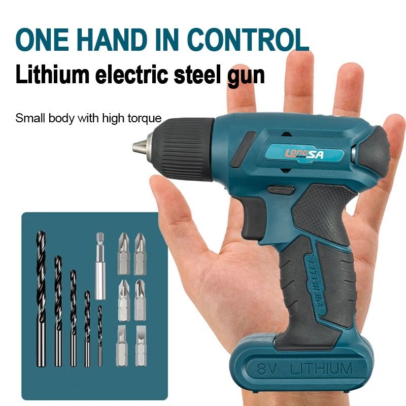 8V Cordless Electric Screwdriver Mini Drill Set 1