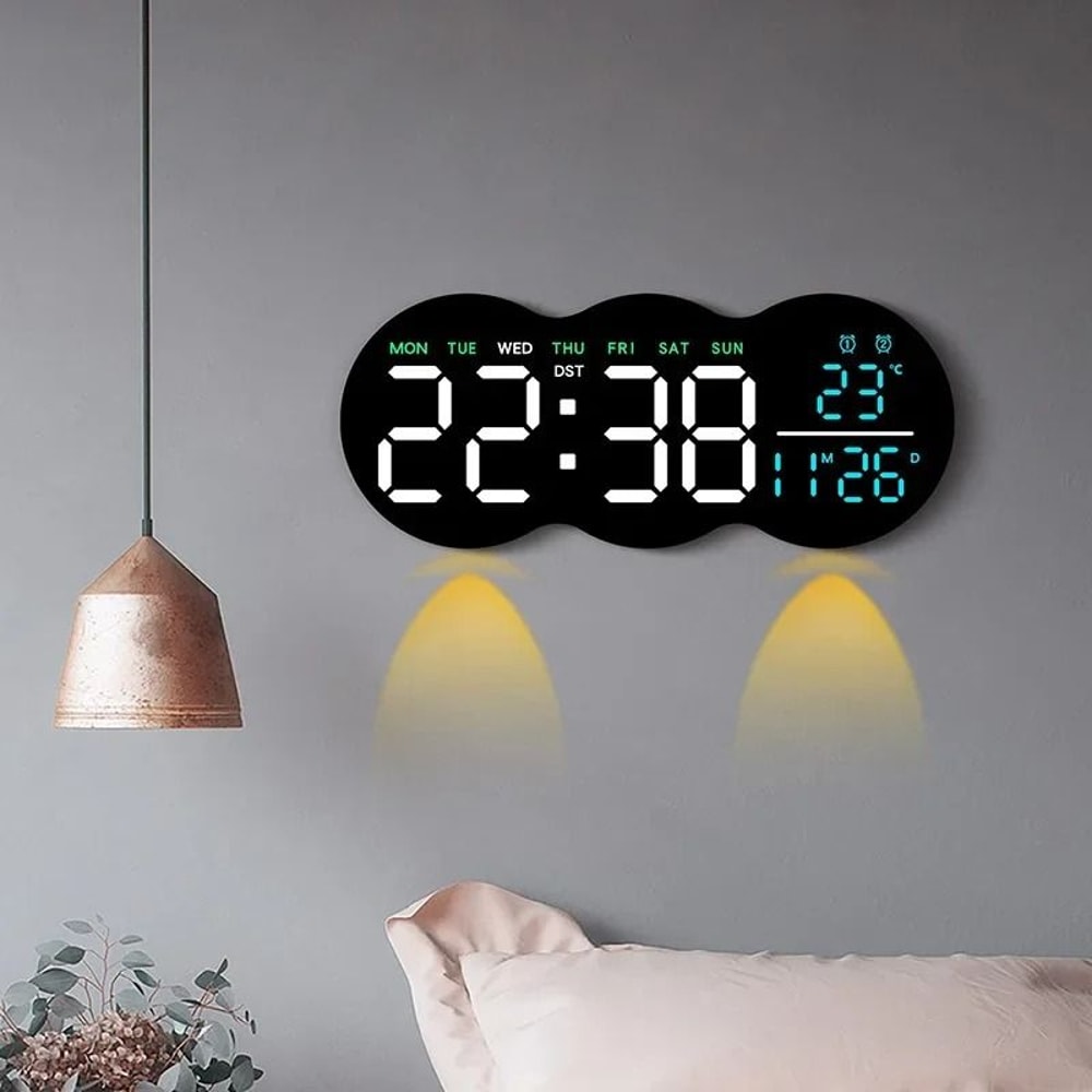 Large Digital LED Wall Clock With Ambient Aura 2