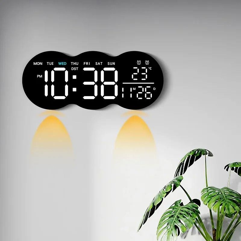 Large Digital LED Wall Clock With Ambient Aura 3