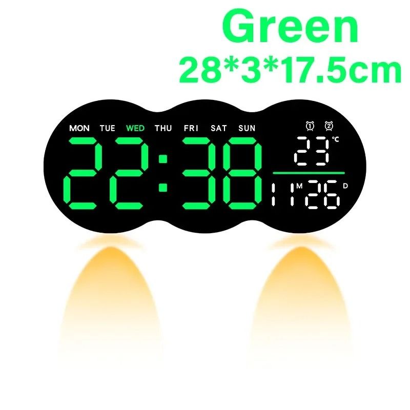 Large Digital LED Wall Clock With Ambient Aura 7