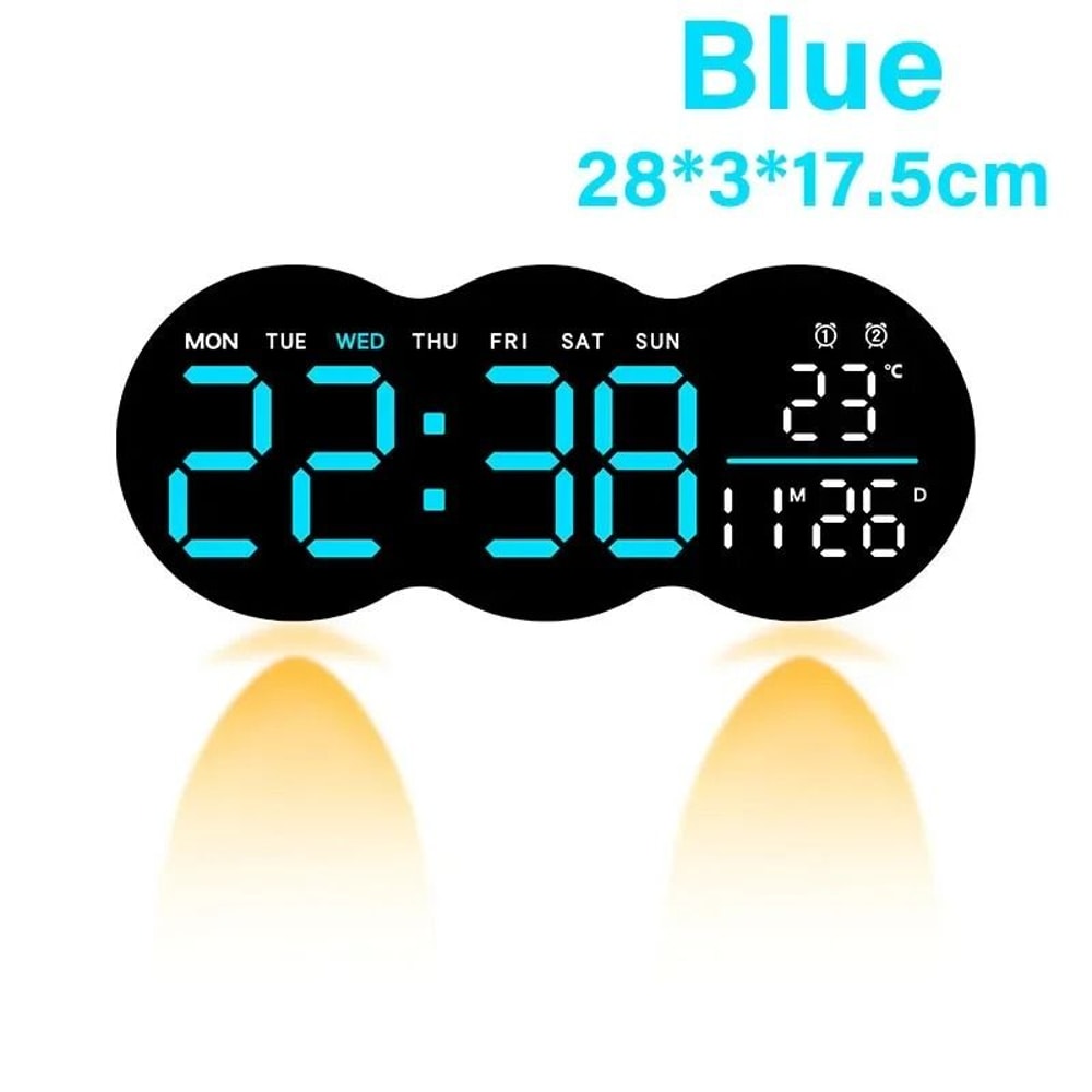 Large Digital LED Wall Clock With Ambient Aura 10