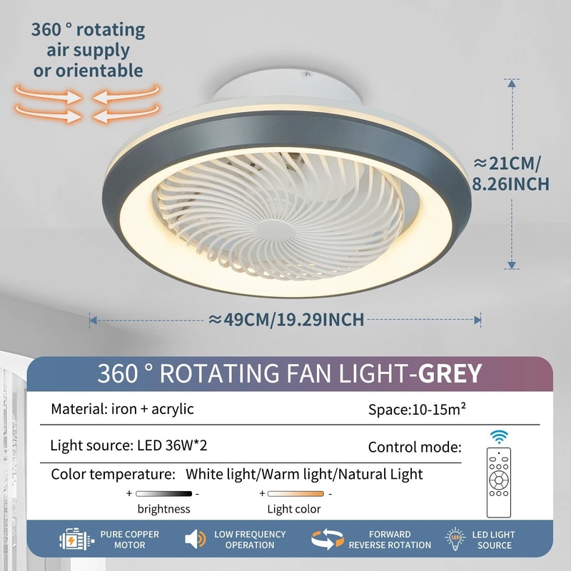 360 Rotating Flush Mount Ceiling Fan 9