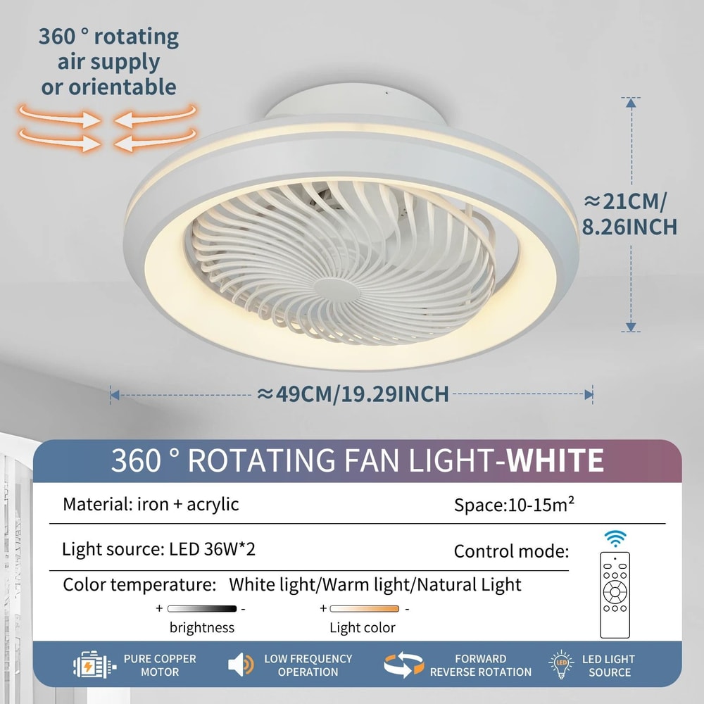 360 Rotating Flush Mount Ceiling Fan 7