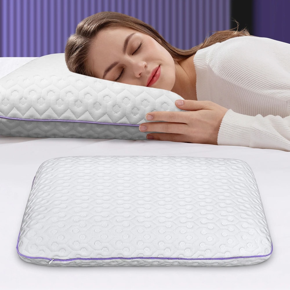Purple Lavender Infused Cooling Memory Foam Pillow 0