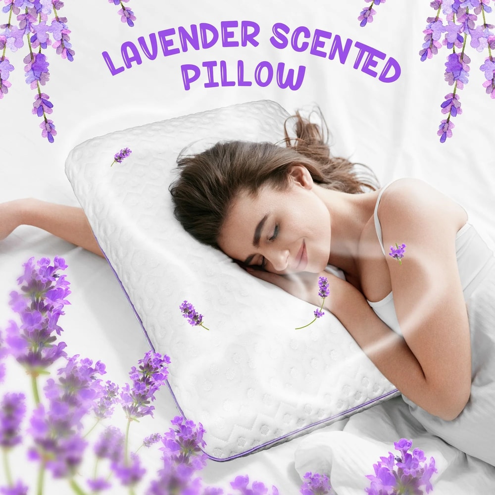 Purple Lavender Infused Cooling Memory Foam Pillow 2