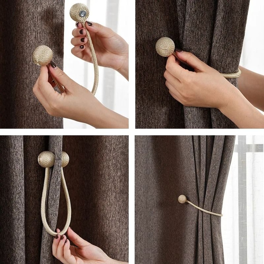 Magnetic Pearl Ball Curtain Tiebacks 2
