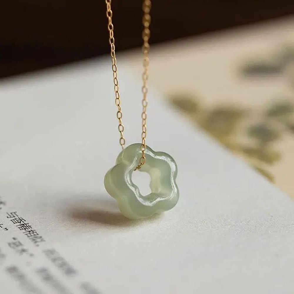 Jade Plum Blossom Pendant Necklace 1