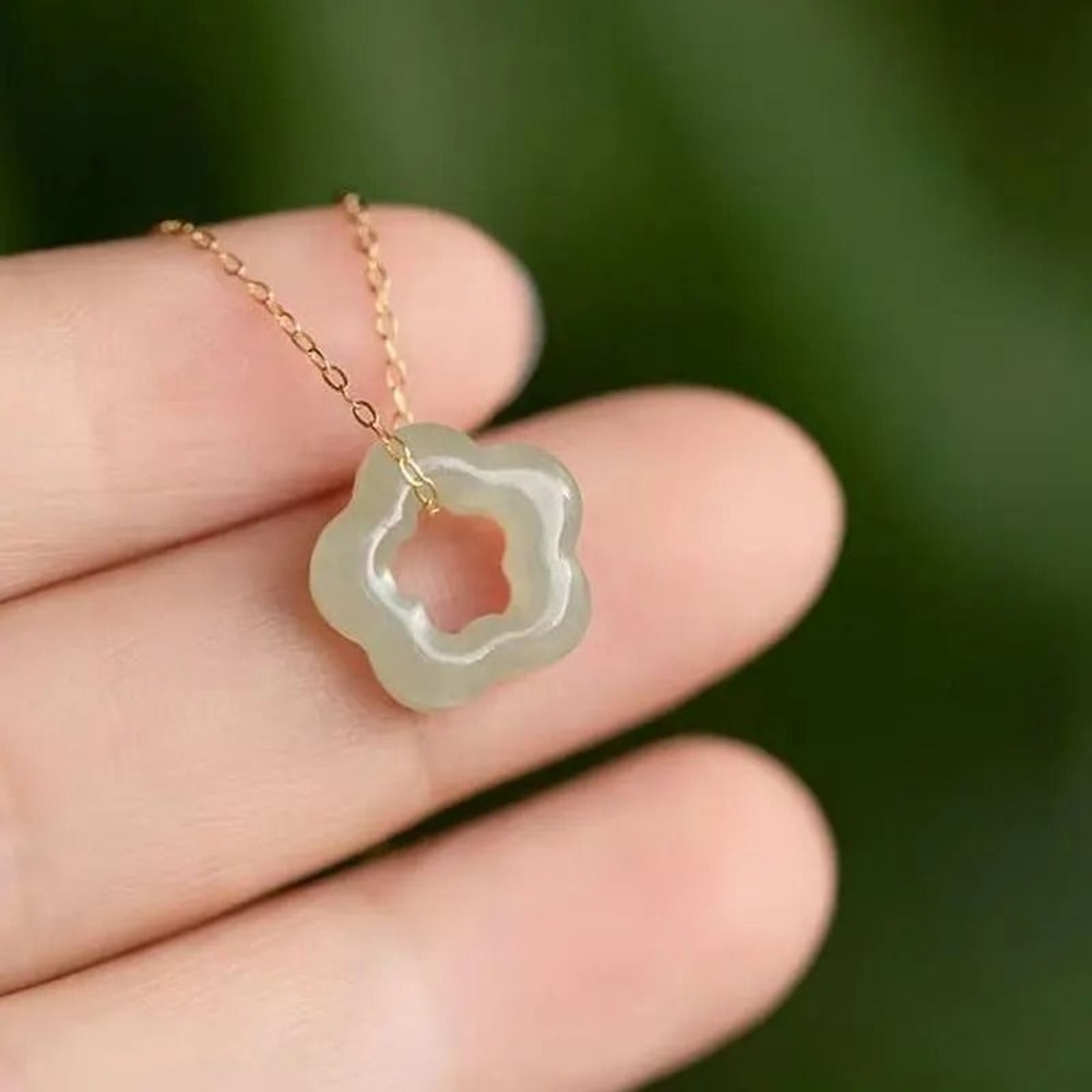 Jade Plum Blossom Pendant Necklace 4