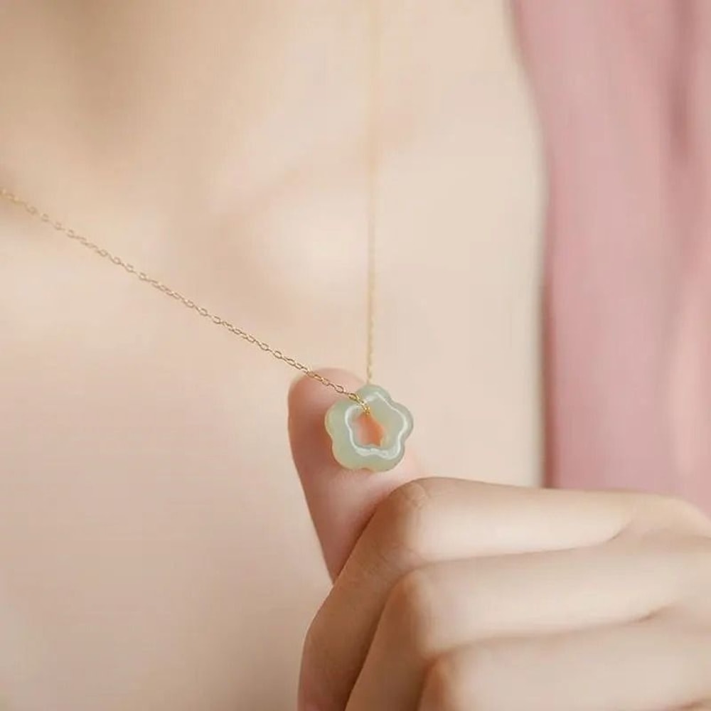 Jade Plum Blossom Pendant Necklace 5