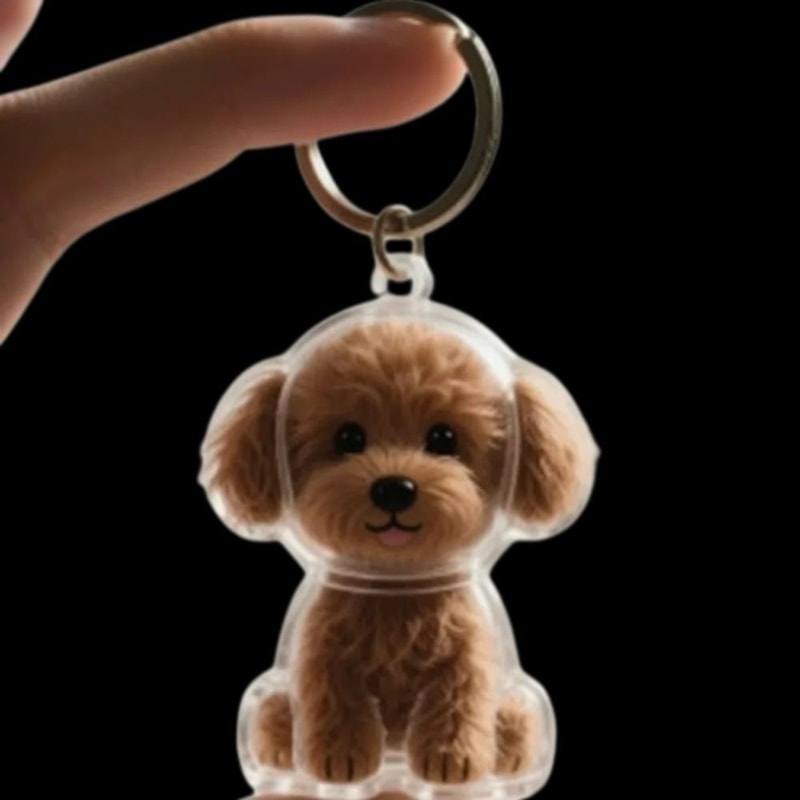 Cartoon Puppy Hair Keepsake Keychain 8