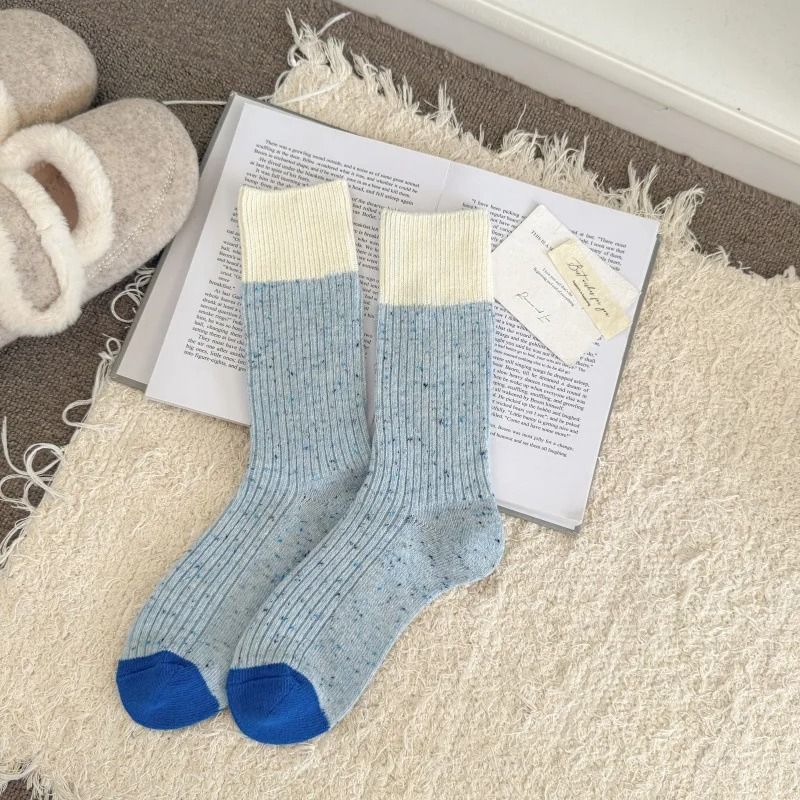 Color Blocking Velvet Dot Winter Socks 7