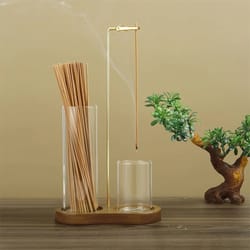 elegant 2-in-1 glass incense & candle sanctuary – anti-fly ash modern burner with storage